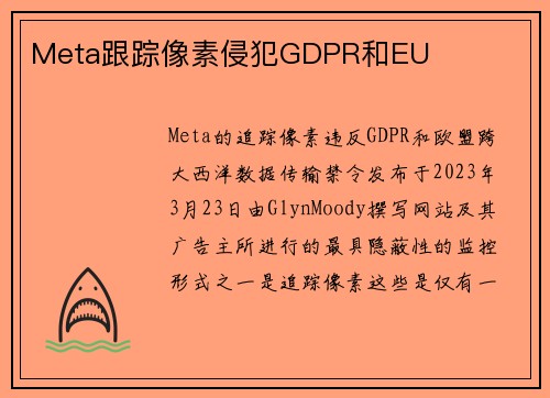 Meta跟踪像素侵犯GDPR和EU