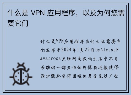 什么是 VPN 应用程序，以及为何您需要它们